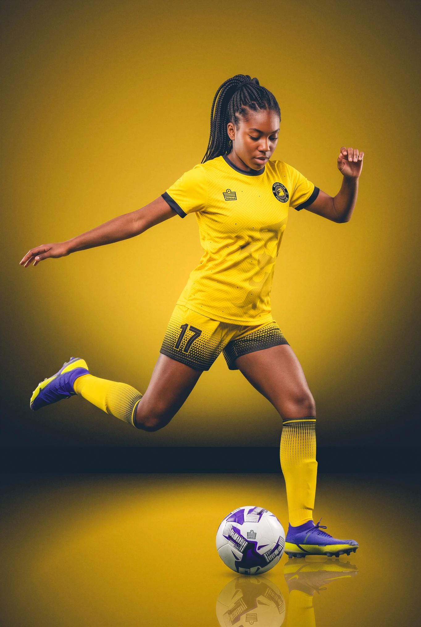Mission Viejo FC women's fit home kit worn in action